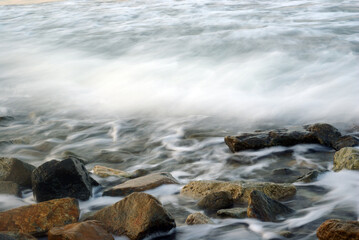 Turbulence sea water and rock at Coastline