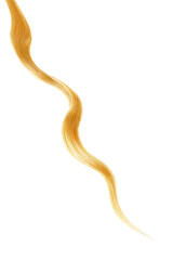 Fototapeta premium Blond hair on white background, isolated. Thin thread