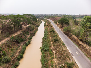 Fototapeta na wymiar Water canal in Asian country