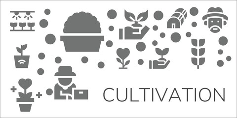 Fototapeta na wymiar Modern Simple Set of cultivation Vector filled Icons