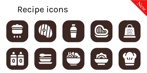 Modern Simple Set of recipe Vector filled Icons