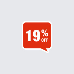 19 discount, Sales Vector badges for Labels, , Stickers, Banners, Tags, Web Stickers, New offer. Discount origami sign banner