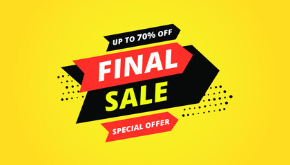Final sale banner, special offer up to 70% off. Vector illustration.