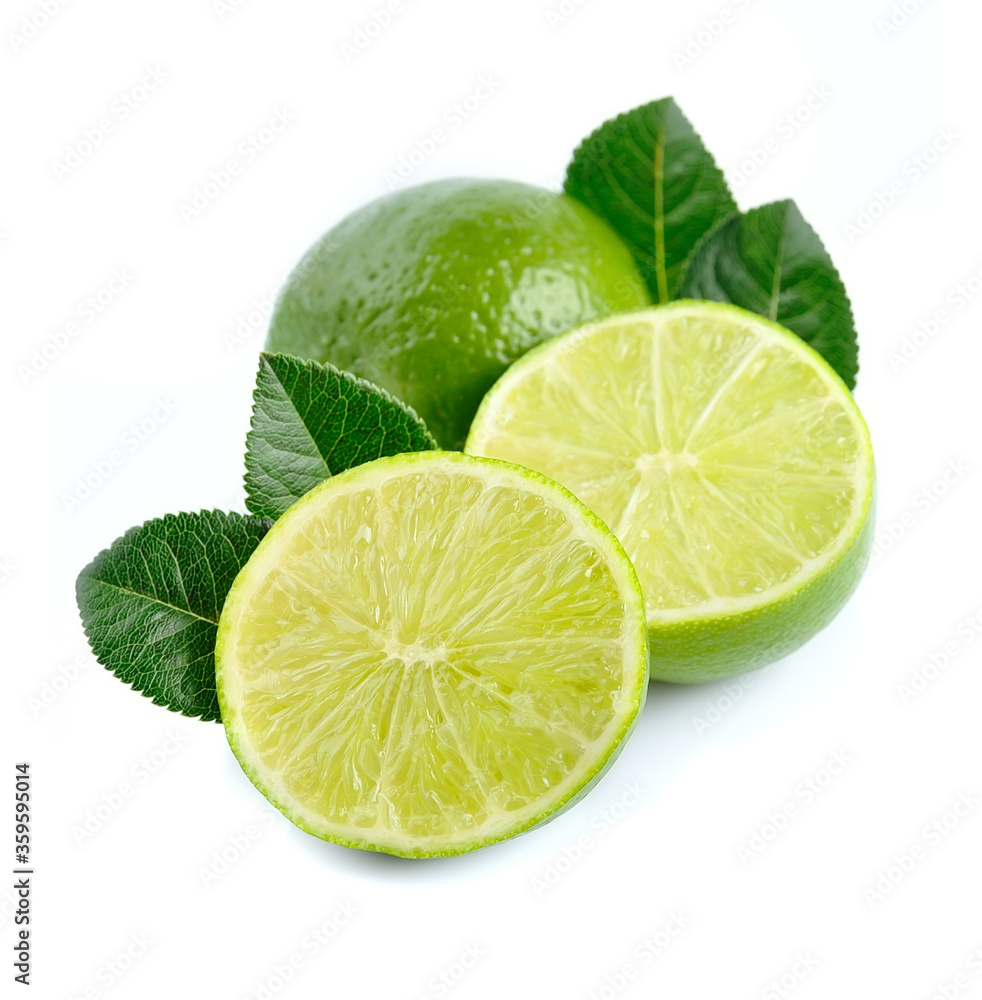 Canvas Prints Fresh lime fruits with leaves