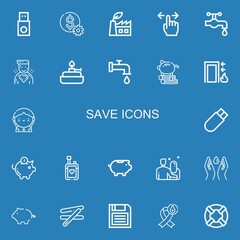 Editable 22 save icons for web and mobile