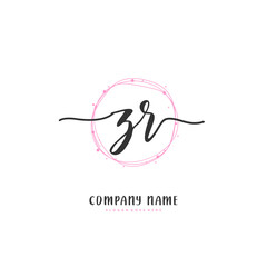 Z R ZR Initial handwriting and signature logo design with circle. Beautiful design handwritten logo for fashion, team, wedding, luxury logo.
