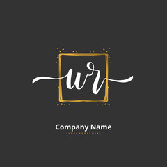 W R WR Initial handwriting and signature logo design with circle. Beautiful design handwritten logo for fashion, team, wedding, luxury logo.
