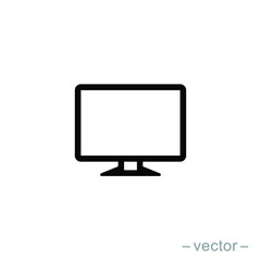 Monitor PC, Icon computer screen flat style on white background, stylish vector illustration for web design