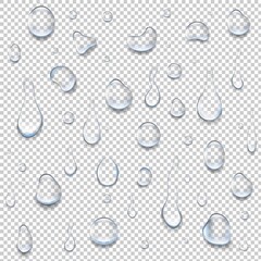 Water Drop Isolated Big Set Transparent Background With Gradient Mesh, Vector Illustration