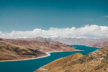 Yamdrok Lake, a sacred lake in Tibet, China.