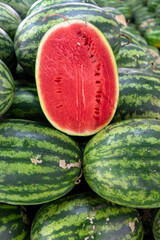 red watermelon on the market