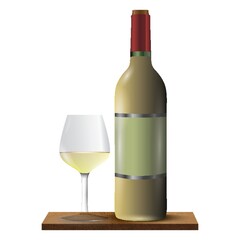 Wine bottle and glass