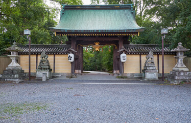 Fototapeta na wymiar Kita-mon Gate of Kitano Tenmangu shrine. Kyoto. Japan