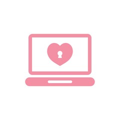 laptop with heart lock