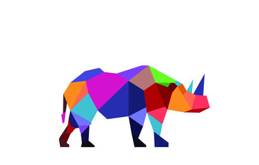 Fototapeta na wymiar Abstract Geometric Color Rhino Vector Image
