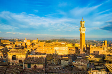 Fototapeta premium Siena cityscape at sunset.