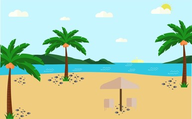 Fototapeta na wymiar summer sea flat illustration background 2