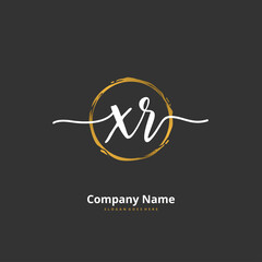 X R XR Initial handwriting and signature logo design with circle. Beautiful design handwritten logo for fashion, team, wedding, luxury logo.