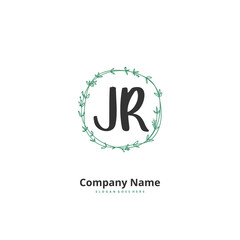 J R JR Initial handwriting and signature logo design with circle. Beautiful design handwritten logo for fashion, team, wedding, luxury logo.