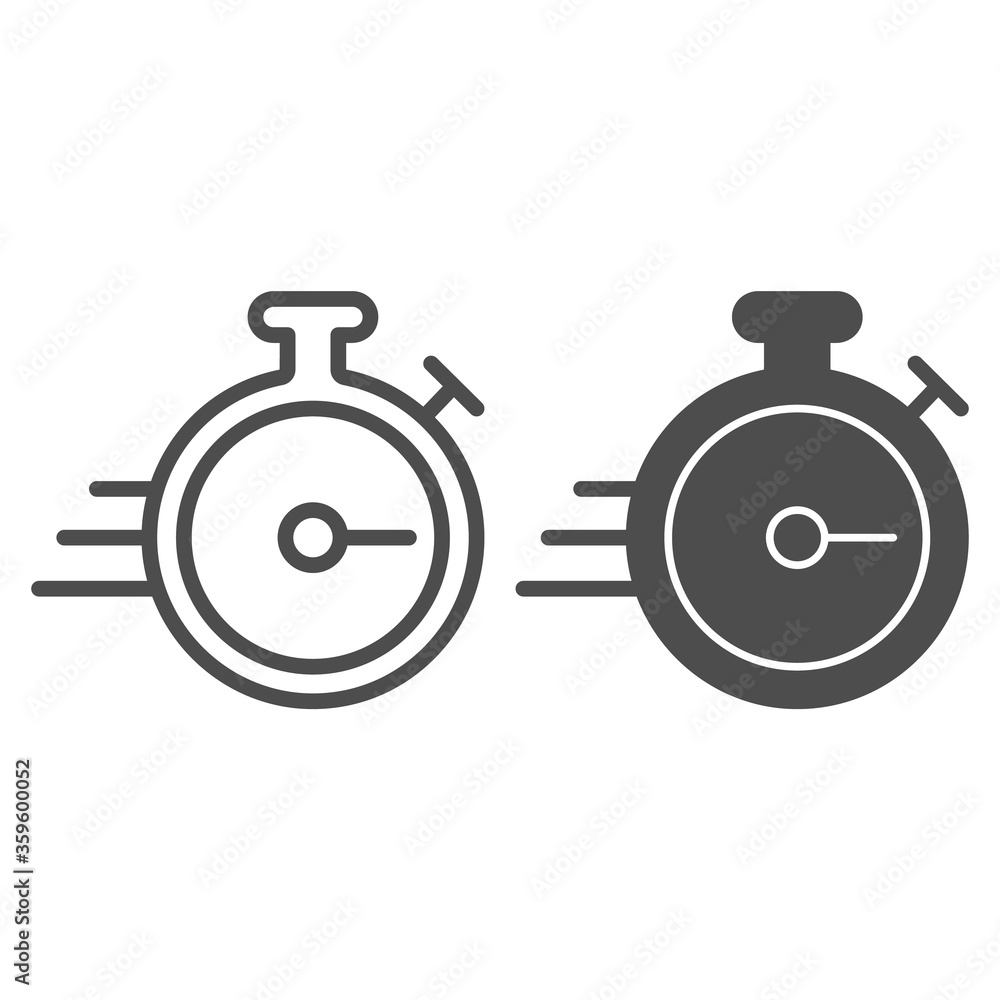 Poster stopwatch line and solid icon, fast delivery concept, timer sign on white background, watch icon in 