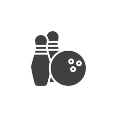 The bowling vector icon. filled flat sign for mobile concept and web design. Bowling Pin and Ball glyph icon. Symbol, logo illustration. Vector graphics