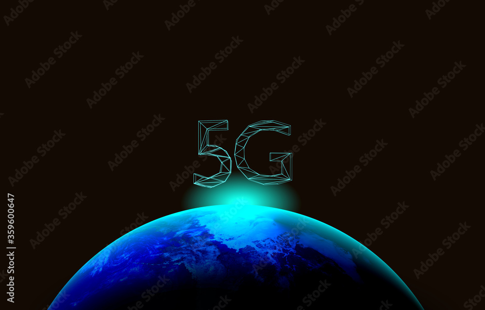 Poster 5g network digital hologram and internet background.3d rendering