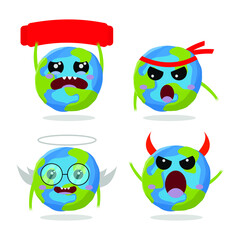 cute cartoon funny earth vector illustration