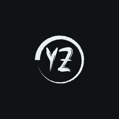 alphabet YZ letter logo grunge brush logo icon design template
