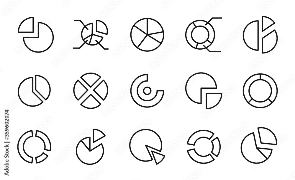 Poster pie chart related vector icon set