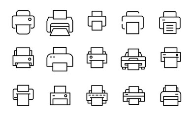 Simple set of printer modern thin line icons.