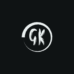 alphabet GK letter logo grunge brush logo icon design template
