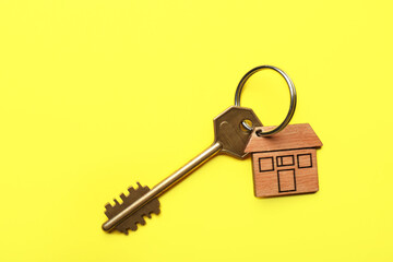 Key from house on color background