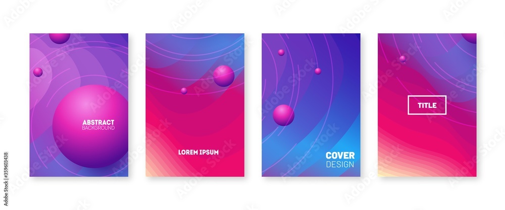 Poster trendy color minimal cover set. modern wave lines and shapes. abstract gradient banner template.