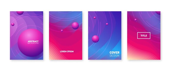 Trendy color minimal cover set. Modern wave lines and shapes.  Abstract gradient banner template.