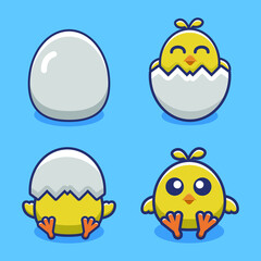set of cute chicken and egg vector illustration