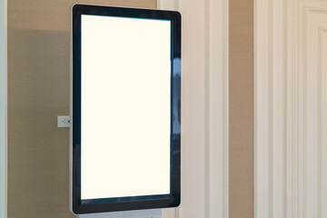 Blank white television screen or digital media blank billboard for advertising at department store