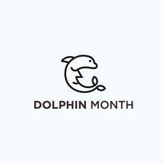 dolphin moon logo. moon icon