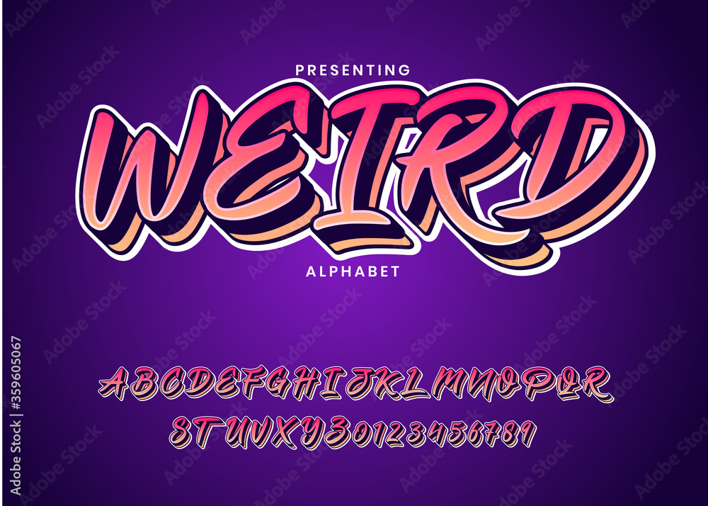Poster modern 3d style custom font with cool gradient. trendy alphabet design for game logo, poster headlin