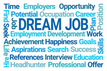 Dream Job Word Cloud on White Background