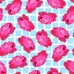 Pink roses seamless pattern. Eps 10 vector stock illustration 