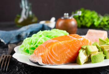 salmon with avocado