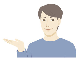 男性のイラスト / 手で案内