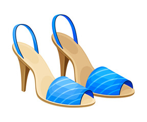 Open Toe Shoes or Peep-toes with High Heels as Summer Women Clothing Vector Illustration