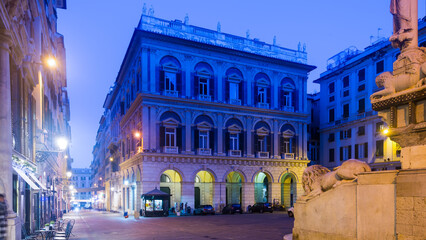 Evening view of Piazza San Lorenzo,  Genoa