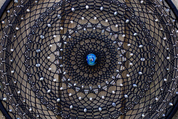 Handmade dream catcher with feathers threads and beads rope hanging