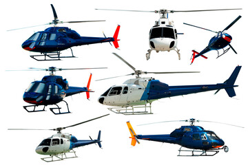 Collection of helicopters isolated