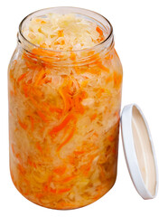 Natural probiotic, sauerkraut in glass jar