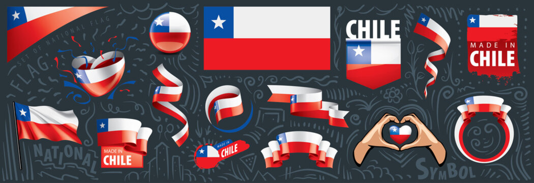 Vector set of the national flag of Chile in various creative designs