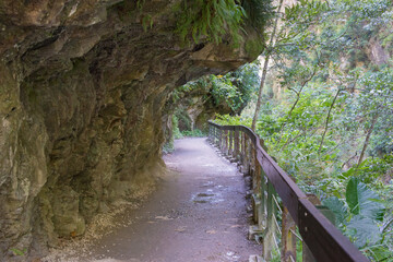 Shakadang Trail (Mysterious Valley Trail) at Taroko National Park. a famous tourist spot in Xiulin, Hualien, Taiwan.