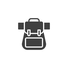 Knapsack, backpack vector icon. filled flat sign for mobile concept and web design. Hiking bag glyph icon. Symbol, logo illustration. Vector graphics